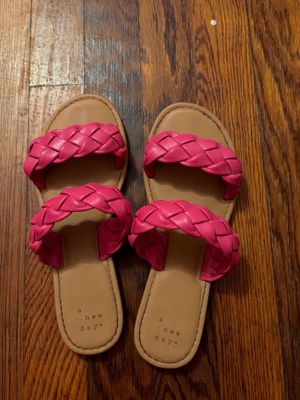 a new day Hot Pink Braided Double-Strap Slide Sandals